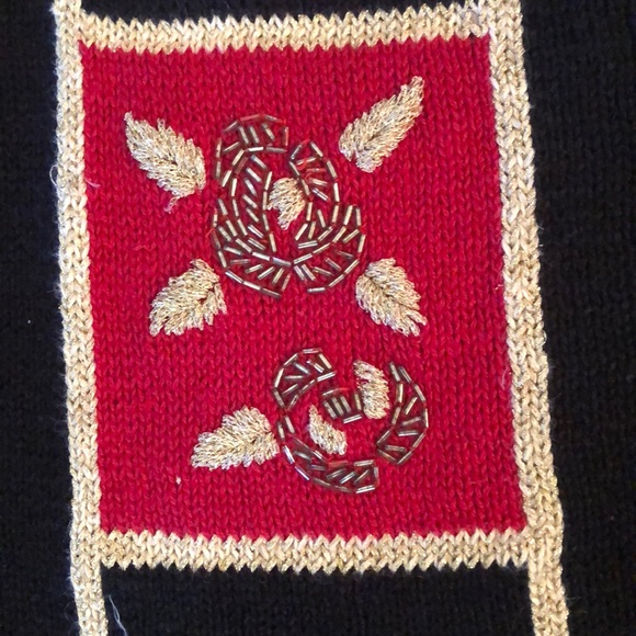 Vintage ugly Christmas sweater blk/red/gold - Picture 2 of 4